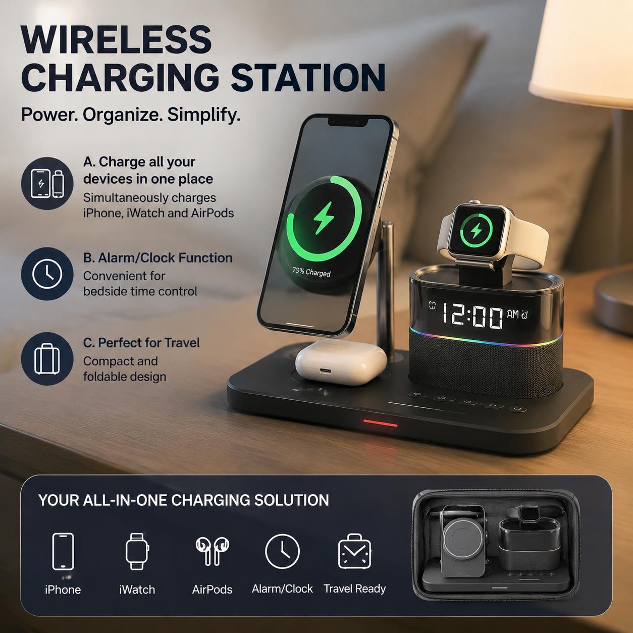 Desk Charging Station - Magnetyczna bezprzewodowa stacja ładująca do telefonów