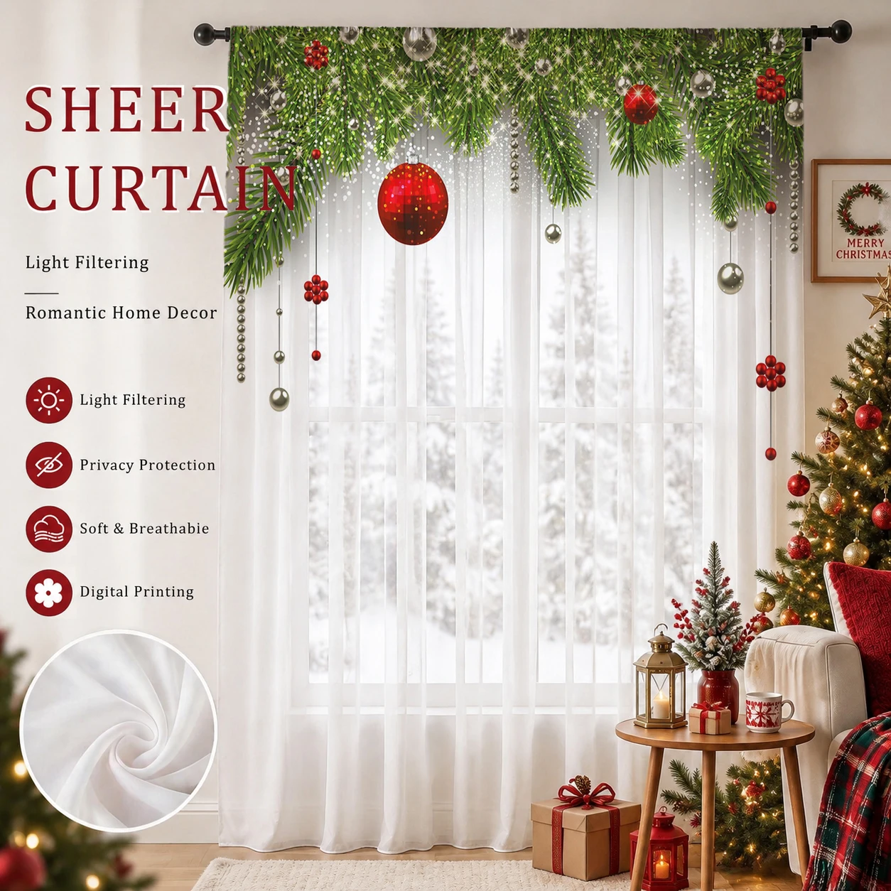 Świąteczna gradientowa zasłona – Home Office With Plants recenzja i cena