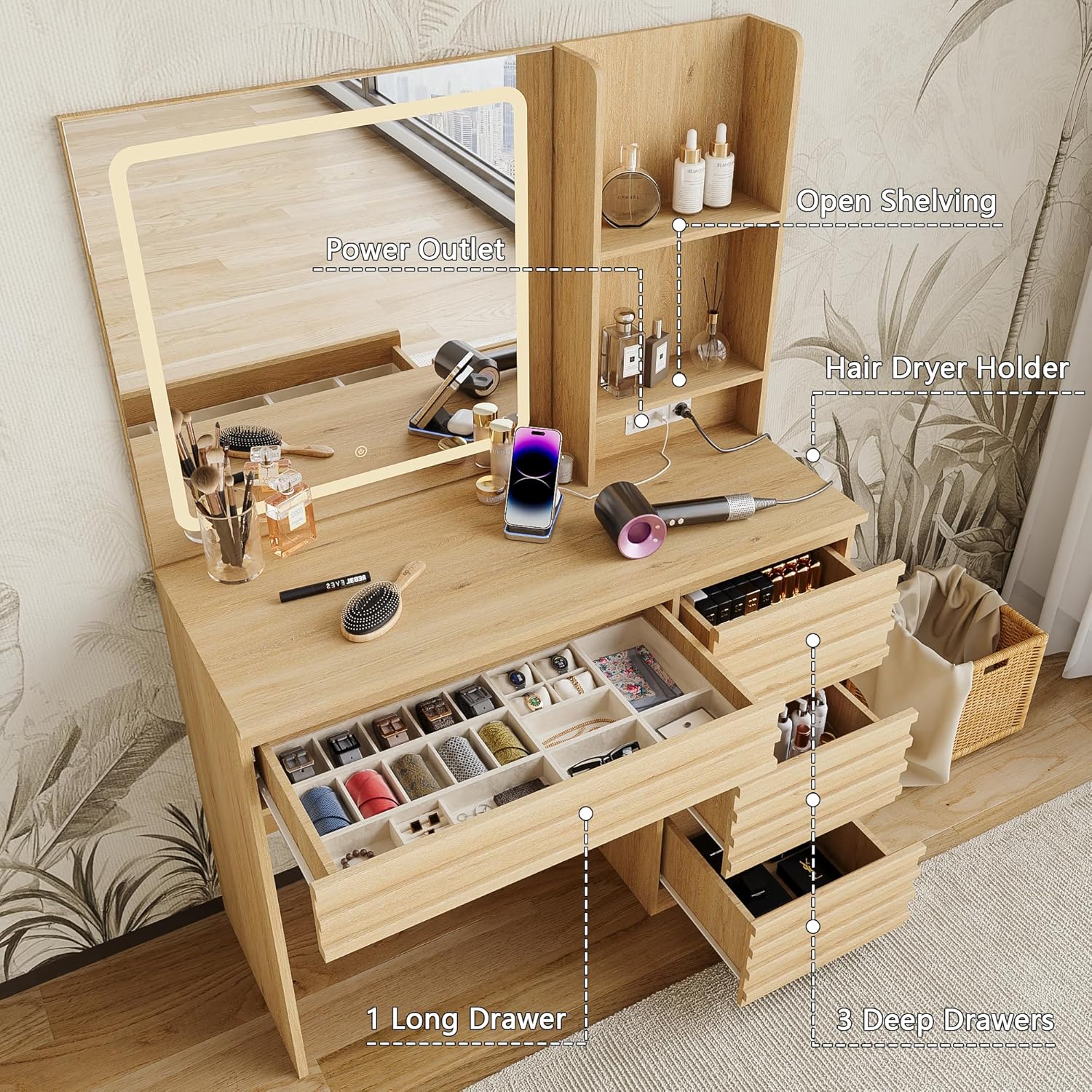 Zestaw toaletki do sypialni z  – Desk Charging Station recenzja i cena