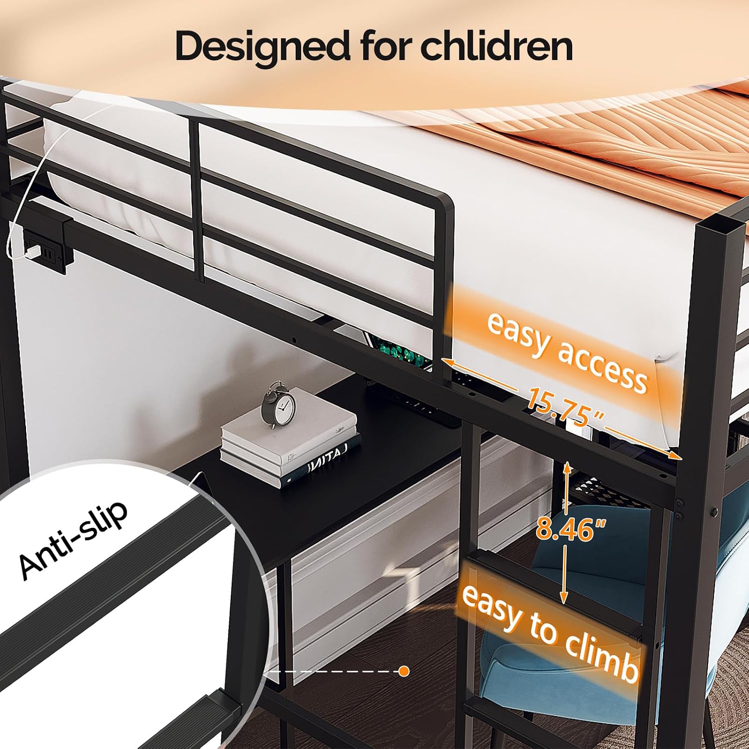 Łóżko na poddaszu typu Queen z – Desk Charging Station recenzja i cena