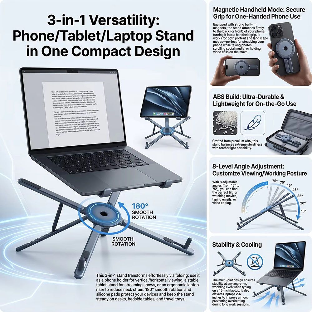 Przenośny magnetyczny uchwyt n – Laptop Stand Foldable recenzja i cena